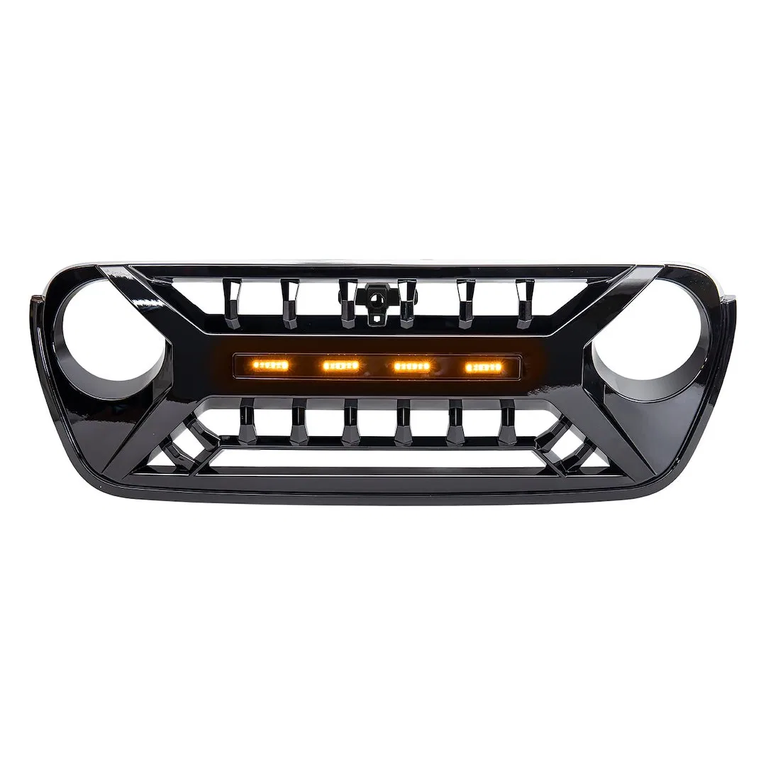 AMJPCA00128 – AMERICAN MOD Grille, Bar Style With Light Cutouts Gloss Black ABS Plastic With Amber LED Lights/ Camera...